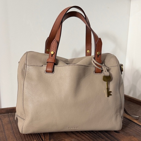 Fossil Handbags - Fossil Beige and Brown Satchel